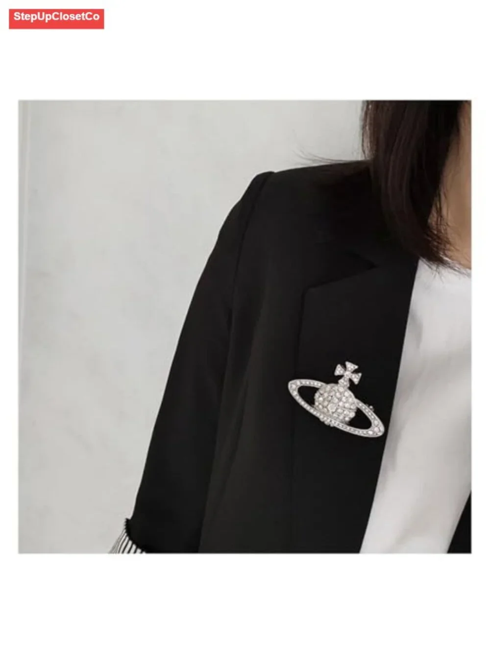 Dainty Rhinestone Star Lapel Pin Brooch for Women Suit Jacket